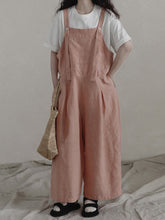Women Summer Solid Casual Loose Straight-leg Linen Jumpsuits