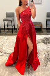 One Shoulder Prom Dress with Slit
