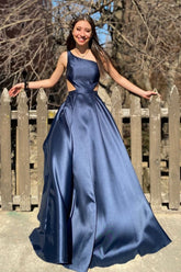 One Shoulder A-Line Long Prom Dress