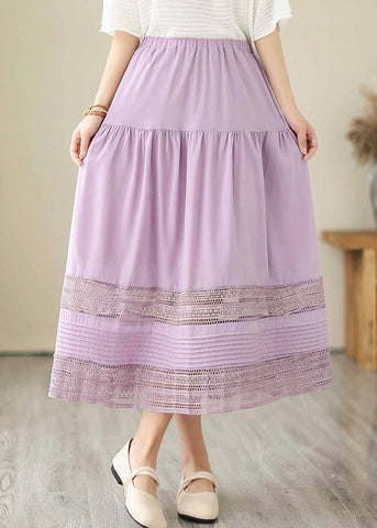 Bohemian Purple Hollow Out Patchwork Cotton Skirts Summer Bohemian Purple Hollow Out Patchwork Cotton Skirts Summer