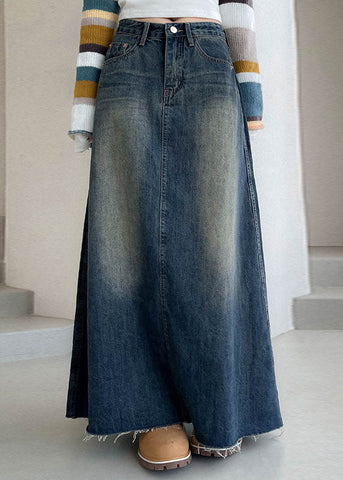 Boutique Blue Pockets Patchwork Denim Maxi Skirts Fall Boutique Blue Pockets Patchwork Denim Maxi Skirts Fall