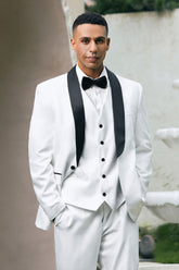 White Shawl Lapel One Button 3 Pieces Formal Prom Men's Suits