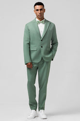 Grey Green Peak Lapel 2 Pieces Men's Suits for Prom