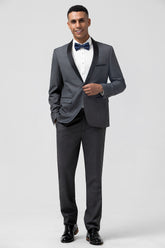 Grey Shawl Lapel One Button 2 Pieces Formal Men's Suits