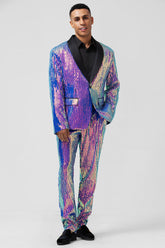 Sparkly Purple Sequins Shawl Lapel 2 Pieces Prom Men's Suits