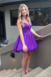 Trendy Dark Purple Strapless A-Line Short Homecoming Dress