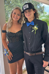 Black Off the Shoulder Sequins Bodycon Corset Short Homecoming Dress