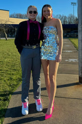 Sparkly Silver Strapless Sequins Bodycon Homecoming Dress