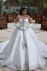 Bmbridal Off-the-Shoulder Ball Gown Wedding Dress With Beads
