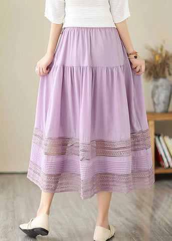 Bohemian Purple Hollow Out Patchwork Cotton Skirts Summer Bohemian Purple Hollow Out Patchwork Cotton Skirts Summer
