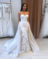BMbrida Sweetheart Overskirt Lace Wedding Dress Mermaid With Appliques