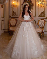Bmbridal Sleeveless Princess Tulle Wedding Dress With Appliques