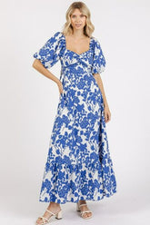 Floral Puff Sleeve Summer Maxi Dress