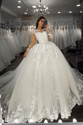 BMbridal Long Sleeves Ball Gown Bridal Dress Lace Appliques Online