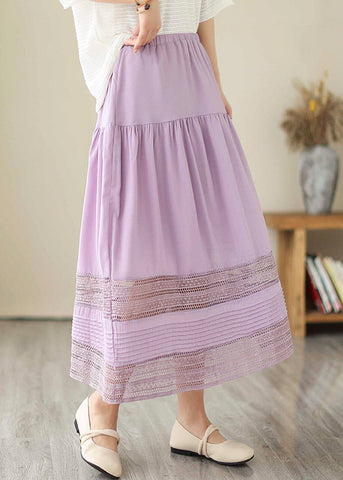 Bohemian Purple Hollow Out Patchwork Cotton Skirts Summer Bohemian Purple Hollow Out Patchwork Cotton Skirts Summer