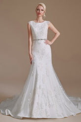 BMbridal Cap Sleeves Mermaid Lace Wedding Dress Long Online