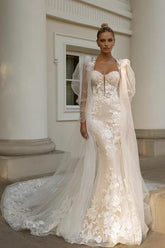 Bmbridal Sweetheart Champagne Wedding Dress Mermaid Long With Appliques