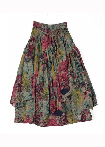 Bohemian Print Wrinkled Asymmetrical Patchwork Cotton Skirts Fall Bohemian Print Wrinkled Asymmetrical Patchwork Cotton Skirts Fall