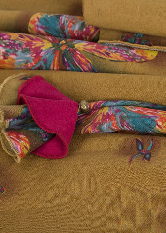 Boutique Yellow Wrinkled Asymmetrical Print Patchwork Linen Skirt Fall Boutique Yellow Wrinkled Asymmetrical Print Patchwork Linen Skirt Fall