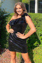Sequins One Shoulder Homecoming Dress
