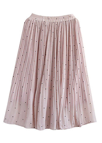Bohemian Pink Elastic Waist Dot Print Chiffon Skirts Summer Bohemian Pink Elastic Waist Dot Print Chiffon Skirts Summer