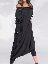 Simple Casual Loose Solid Color Off-The-Shoulder Jumpsuits