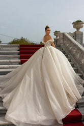 Bmbridal Off-the-Shoulder Wedding Gown Tulle With Appliques