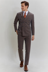 Coffee Pinstripe 3 Piece Men's Party Suits