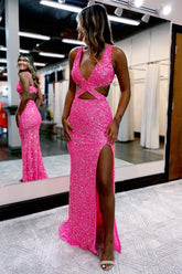 Hot Sequins Hollow-Out Mermaid Prom Dress