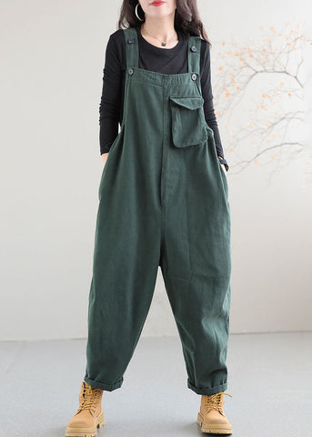 Boutique Green Pockets Patchwork Cotton Overalls Jumpsuit Spring Boutique Green Pockets Patchwork Cotton Overalls Jumpsuit Spring