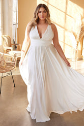 Long Simple Sleeveless Plus Size Wedding Dress