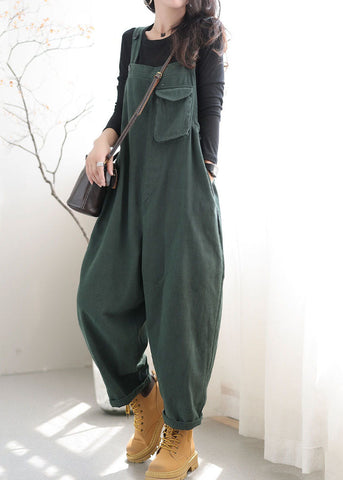 Boutique Green Pockets Patchwork Cotton Overalls Jumpsuit Spring Boutique Green Pockets Patchwork Cotton Overalls Jumpsuit Spring