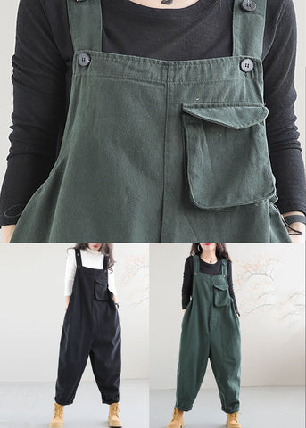 Boutique Green Pockets Patchwork Cotton Overalls Jumpsuit Spring Boutique Green Pockets Patchwork Cotton Overalls Jumpsuit Spring