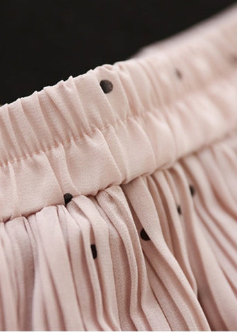 Bohemian Pink Elastic Waist Dot Print Chiffon Skirts Summer Bohemian Pink Elastic Waist Dot Print Chiffon Skirts Summer