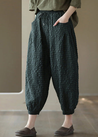 Blackish Green Tie Waist Cozy Crop Pants Blackish Green Tie Waist Cozy Crop Pants