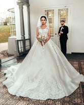 BMbridal Sleeveless Lace Applqiues Wedding Dress Ball Gown Online