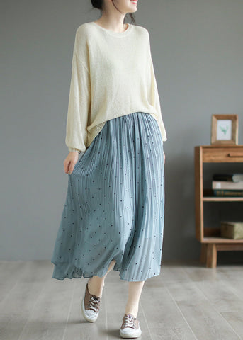 Blue Chiffon Pleated Skirts Oversized Exra Large Hem Summer Blue Chiffon Pleated Skirts Oversized Exra Large Hem Summer