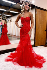 Sweetheart Neck Mermaid Prom Dress With Appliques