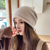 Women Winter Knitted Drawstring Hemming Warm Hat