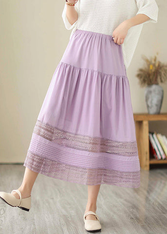 Bohemian Purple Hollow Out Patchwork Cotton Skirts Summer Bohemian Purple Hollow Out Patchwork Cotton Skirts Summer