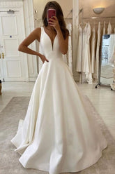 Bmbridal V-Neck Sleeveless Long Wedding Dress Online