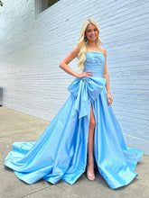 A-line Strapless Taffeta Long Prom Dress With Slit
