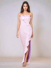 Ruffle Side Split Acetate Satin Bridesmaid Dress