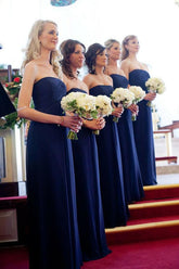 Simple Royal Blue Off Shoulder Floor Length Long Bridesmaid Dresses