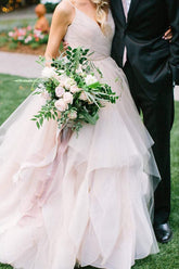 Ball Gown Tulle Spaghetti Straps Open Back Wedding Dresses, Bridal Gown