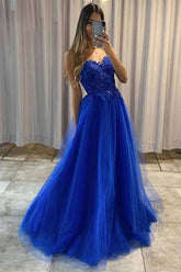 Tulle A-line Spaghetti Straps Floor length Prom Dresses, Formal Dress