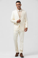 Ivory Peak Lapel Pinstripe 2 Pieces Formal Men's Suits