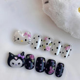 Hot SaleCute Black KittyHandmade Artificial Gel Nail Press-On Nails