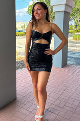 Cutout Sequins Bodycon Homecoming Dress