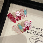 Artificial French Reusable 3D Flower Almond Customized Piranha 3D Flower Carving Gradient Artificial False Nails